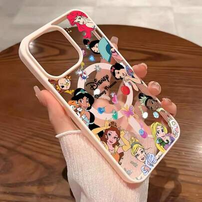 DISNEY Beautiful Princess Transparent Magnetic Phone Case | Luxurious Anti-Drop Acrylic Cover For IPhone17 Pro Max/17 Pro/17 Air/1716/15/14/13/12/11/X/XS Pro/Pro Max