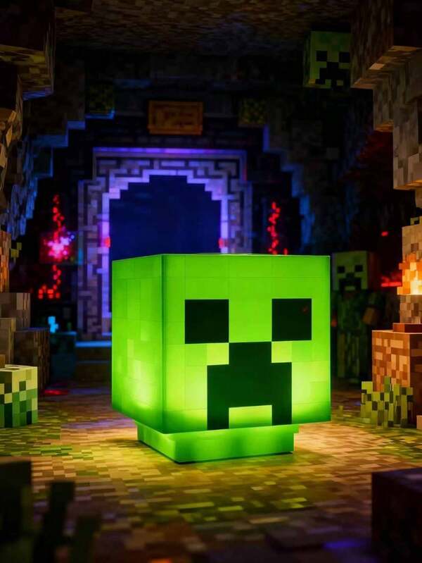 Minecraft 1 pezzo Luce da notte a pixel stile creeper da camera da letto, luce notturna RGB ricaricabile USB, luce decorativa da parete per camera da letto/soggiorno, con cavo di ricarica, luce notturna a LED, luce ambientale decorativa, compagno del sonno, luce notturna ricaricabile, lampada creativa, nuova luce creativa alla moda, scelta ideale per decorazione, casa theater, decorazione della stanza, regalo di Natale perfetto