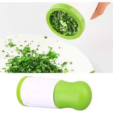 Picadora de Perejil, Ralladores Manuales Multifuncionales Seguros de Doble Hoja, Molinillo de Especias, Triturador de Perejil para Herramientas de Cocina, Molinillo de Hierbas - Verde - Ver 3