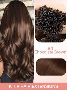 50 pezzi/confezione Estensioni per capelli con punta a K e punta a V, 12-24 pollici, colore marrone cioccolato 04, estensioni per capelli umani, estensioni per capelli umani con cheratina, estensioni per capelli piatte con cheratina, veri capelli umani, balayage naturale, liscio setoso, 50 ciocche