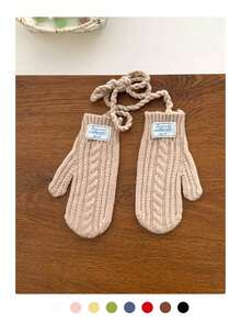 秋冬季保暖可爱挂脖触屏针织手套，女士加厚保暖防风全指针织手套，适合学生、骑行、户外活动 - Best wish布標 - 查看 20