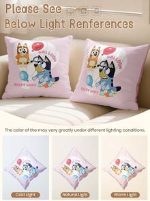 Bluey 1/2/4pcs  Pillow Cover, Soft Decorative Cushion Cover,  Bedding,  And Bingo Pattern Pillowcase, Cartoon Pattern Pillowcase, Includes Pillowcase Only (No Insert), Zipper Closure, Suitable For Sofa, Bedroom, Living Room And Other Home Decor, Soft And Breathable, Skin-Friendly - Baby Pink - View 7