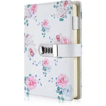 A5 Creative Password Journal With Lock PU Leather Diary With Combination Lock Password Notebook Locking Journal Diary Style 2