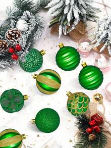 12pcs Christmas Balls Ornaments,Shatterproof Plastic Decorative Xmas Tree Ornaments, Assorted Christmas Ball Ornaments For Wedding Mothers Day Party Decorations Valentine's Day Decorations Gift Suitable For Women (Green) - Green - View 5