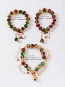 Christmas Beaded Reindeer Bracelet, Cute Niche Versatile Sweet Accessory