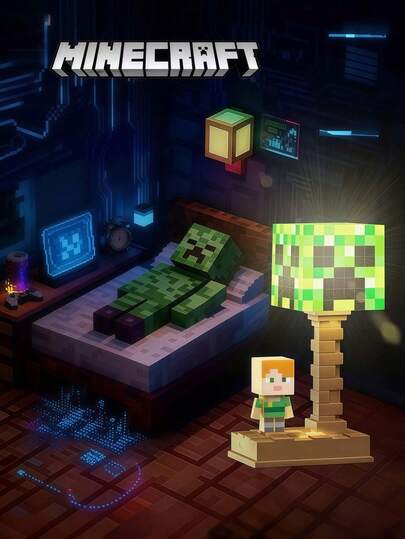 Minecraft 1 Edición conmemorativa Serie coleccionable Minecraft Creeper/TNT/Calabaza/Bloque de hierba/Piedra luminosa/Lámpara de redstone - Luz de noche de estilo lindo, recargable por USB, ajuste de cinco niveles con degradado de siete colores, adecuado para decoración y relajación en el dormitorio, perfecto para regalos de Navidad y cumpleaños, adecuado para adolescentes y adultos, fiestas temáticas