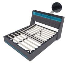 Storage Bed 140x190/140x200/160x200, Upholstered Bed 140x190/140x200/160x200, Double Bed With Slatted Frame, Adult Bed, Youth Bed With Storage Space, Hydraulically Adjustable Upholstered Bed, Linen, Grey - Xám - Xem 7