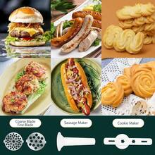 - Picadora manual de carne, picadora de carne resistente, picadora de salchichas, molinillo de mano 3 en 1 con cuchillas de acero inoxidable para carne, salchichas, galletas, verde - Verde - Ver 3