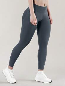 Yefecy High-Waist Seamless Yoga Leggings For Women - Butt Lifting Stretchy Nylon/Elastane Blend, Machine Washable,Sports Fitness Pants Tights - 深灰色 - 查看 6