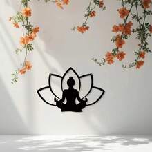 1 Stück Buddha Statue & Lotus Blume Zen Wanddekoration - Moderne Innen-/Außendekoration, Yoga Studio Meditationsraum Akzent - Personalisiertes Einweihungsgeschenk, Keine Elektrizität erforderlich, hochwertige Metallverarbeitung, Kunstwerk, handgefertigt, tolles Geschenk