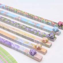 600/1200pcs Origami Star Paper, With 12 Patterns, Unique Design - Cute Oil Painting Flower Pattern, Double-Sided Printing With Different Patterns On Front And Back