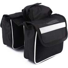 Fydun Bicicleta Bicicleta Ciclismo, Sillín Bolsa de Tubo Frontal Cuadro de Bicicleta Doble Cuadro Bolsa de Alforjas Bolsa Lateral Negro - 1 - Ver 8