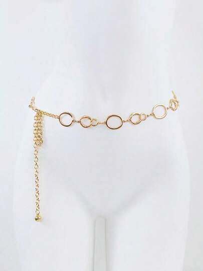 Minimalist Metal Ring Clasp Waist Chain, Versatile Accessory For Dresses