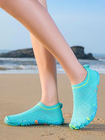 Women's Breathable Quick-Dry Knit Wading Shoes, Casual Blue Outdoor Water Shoes For Summer