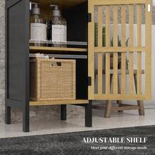 Slim Bathroom Storage Cabinet, Small Bathroom Cabinet With Open Compartment And Adjustable Shelf, Black - Black - View 7