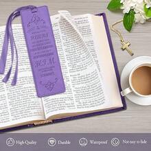 FINPAC Leather Bible Bookmarks, Vegan Religious Bookmarks, Bible Verse Book Markers Church Gifts For Women Men [Trust In The Lord With All Your Heart] - VioletLeather Bible Bookmarks, Vegan Religious Bookmarks, Bible Verse Book Markers Church Gifts For Women Men [Trust In The Lord With All Your Heart] - Violet - 紫羅蘭色 - 查看 3