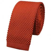 Corbata delgada de punto de unicolor y textura para hombres, acabado cuadrado {"Talla_nombre":"Talla única","Color_nombre":"Naranja óxido" - Multicolor3 - Ver 1