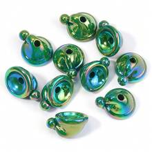 10pcs 14x24mm Acrylic Beads Plated Colorful Santa Hat Beads, Fashion Iridescent Red & Green Hat Christmas Decoration Handmade DIY Beads, Suitable For Holiday Decoration, Stationery, Craft Making, Pendant, Keychain, Accessory