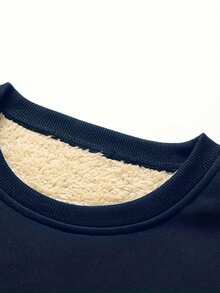 男士保暖内衬套头衫，休闲圆领运动服，户外跑步健身训练长袖连帽衫，秋冬