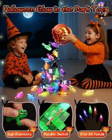 CPSYUB 40 Pack Halloween Party Favors For S: LED Light Up Finger Lights Halloween Trick-Or-Treat Goodie Bag Fillers Stuffers, Glow In The Dark Toys Bulk Non-Candy For Party Classroom Prizes