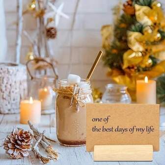 Träkorthållare i lantlig och pastoral stil, Bordsnummerställ för bröllop och evenemang, Visitkortshållare, Korthållare, Anteckningshållare, Fotohållare, Små dekorativa hantverk och ornament, Juldekoration, Julbordsdekoration, Förvaringslådor