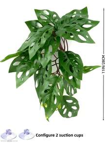 Reptile Habitat Artificial Plants, Amphibian Tank Shelter Hanging Plants, Climbing - Terrarium With Suction Cup Base, Tank Decoration, Suitable For Bearded Dragons, Lizards, Snakes, Geckos, Frog-Hamsters