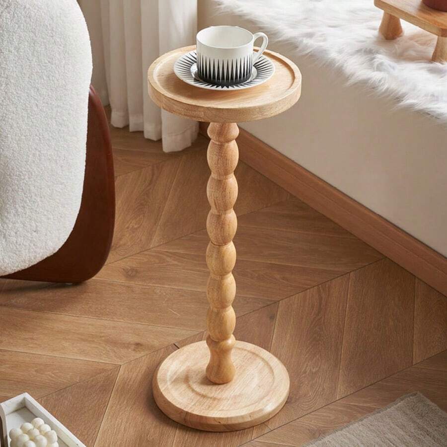 Wooden Round Side Table, Suitable For Coffee Table, Shelf, Plant Stand, Sofa End Table, Multipurpose Small Wooden Desk For Living Room, Bedroom, Kitchen, Balcony