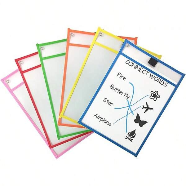Clipco Dry Erase Pocket Sleeves Assorted Colors (6-Pack)Dry Erase Pocket Sleeves Assorted Colors (6-Pack)