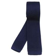 Men's Solid Color Textured Knit Skinny Ties Smart Necktie Square-Cut Finish{"Size_name":"OneSize","Color_name":"NavyBlue"} - Multicolor19 - View 4