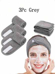 1件/3件/5件装可调节宽发带瑜伽SPA沐浴淋浴化妆洗脸美容头带女士化妆配饰发饰 - 黑色 - 查看 26