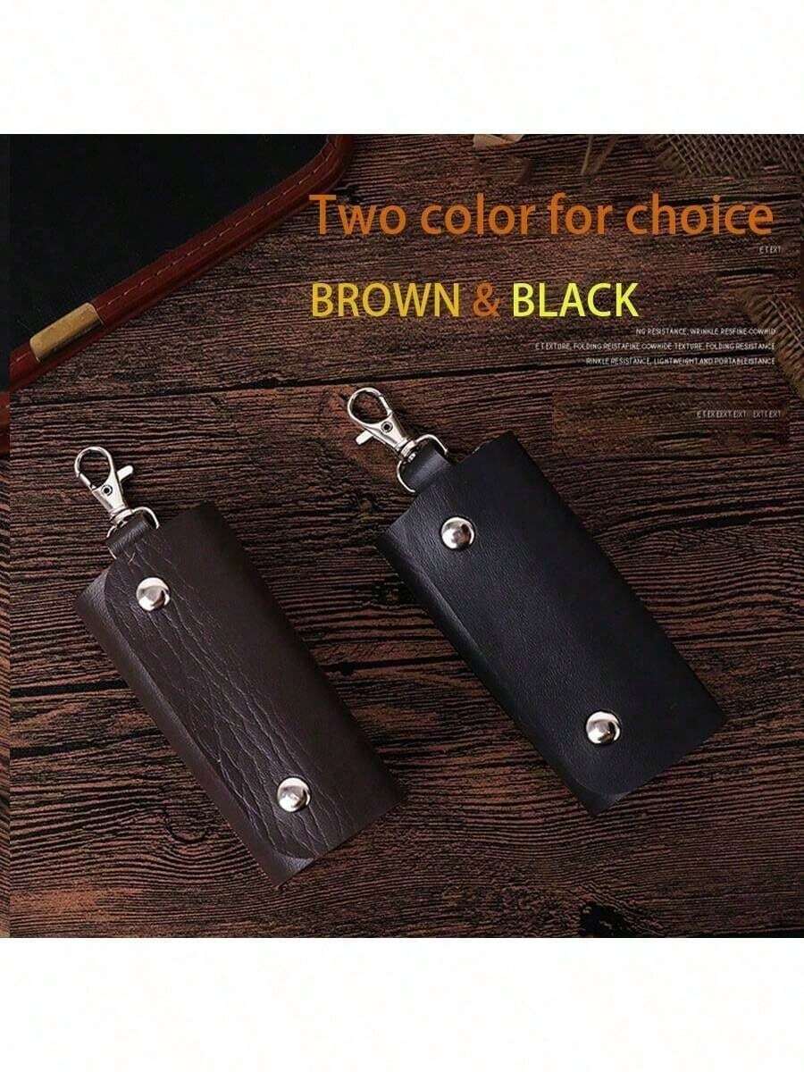 Bolsa de almacenamiento de llaves unisex, bolsa de llavero de cuero premium para hombres y mujeres, cartera de llavero con 6 ganchos y cierre con cremallera para hombres, billetera, monedero, cartera de bolsillo mini