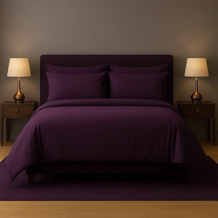 Vibe Check: Ultra Chill Bamboo Blend Sheets – 6PC Cloud Soft Set With Deep Pockets – Cooling, Wrinkle-Free, Aesthetic – Dorm, Apartment, Or Glow-Up Bedroom Must-Have – Twin, Full, Queen, King, Cal King - 茄子 - 查看 1