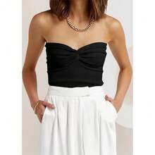 EFAN Womens Tube Tops Fall Fashion Summer Outfits 2025 Casual Beach Vacation Clothes Sweaters Strapless Sleeveless Tank Tops{"Size_name":"X-Small","Color_name":"Black"} - 黑色 - 查看 7