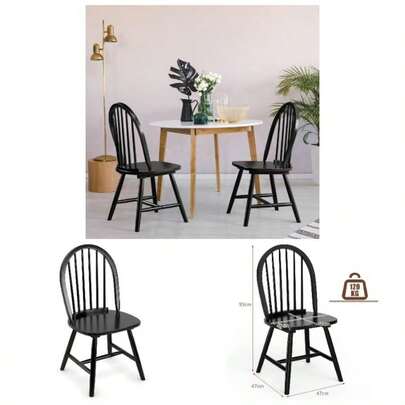 Set Of 24 Wooden Chairs, High Back Dining Chair Set, Stylish Country Style Kitchen Chair Seats Home, Dining Room, Restaurant Cafe2PCS, White