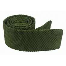 Men's Solid Color Textured Knit Skinny Ties Smart Necktie Square-Cut Finish{"Size_name":"OneSize","Color_name":"ArmyGreen"} - Multicolor27 - View 5