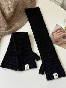 1 Pair Of Autumn And Winter Long Finger Gloves, Solid Color Design And Fashionable Sense Of Fashion, Suitable For Cycling Scenarios, Can Meet The Warmth And Cold Demand