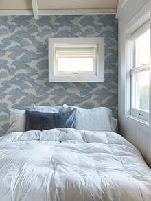 ihomeli 17.7英寸 x 9.8英尺 可移除蓝色波浪图案自粘壁纸，无缝海洋波浪纹理，防水墙面装饰，家居装饰，房间装饰 - 彩色 - 查看 7