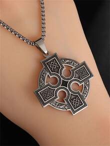 1 Stück Vintage keltischer Knoten Irisches Kreuz Edelstahl Anhänger Halskette, unisex Wikinger Amulett Wicca Knoten Glücksbringer Schmuckgeschenk