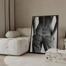 1 件无框黑白牛仔裤艺术印刷品、斯德哥尔摩现代时尚人体轮廓海报、Y2K 牛仔美学墙面艺术、极简主义斯堪的纳维亚房间装饰、FunkyPosters、卧室装饰、房间墙面印刷品、大学宿舍必备品 - 彩色 - 查看 1