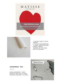 1 pezzo Stampa artistica a cuore rosso in stile Matisse, senza cornice, cartellone fantasioso e onirico, regalo per amicizia, stampa minimalista, cartellone, decorazione da camera da letto, stampa da parete per stanza, essenziale per dormitorio universitario, decorazione d'angolo, decorazione per feste in casa