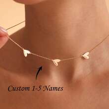 Personalized Engraved 1-5 Hearts Names Necklace ,Personalized Mom Necklace With Kids Names ,Family Heart Pendant Necklace, Christmas Mom Gift Personalized Gifts, Anniversary Gift, Christmas Gift, Gold, Stylish, Colorful, Vintage