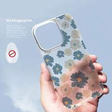 Carcasă de telefon transparentă din mătase albă, cu imprimeu de margarete, albastru deschis și flori albe, pentru primăvară-vară, anti-amprentă, anti-cădere, compatibilă cu 11, 12, 13, 14, 15 Pro/Promax/Plus X/XS/XR/XSMAX 7/8 Mini, rezistentă la șocuri și zgârieturi