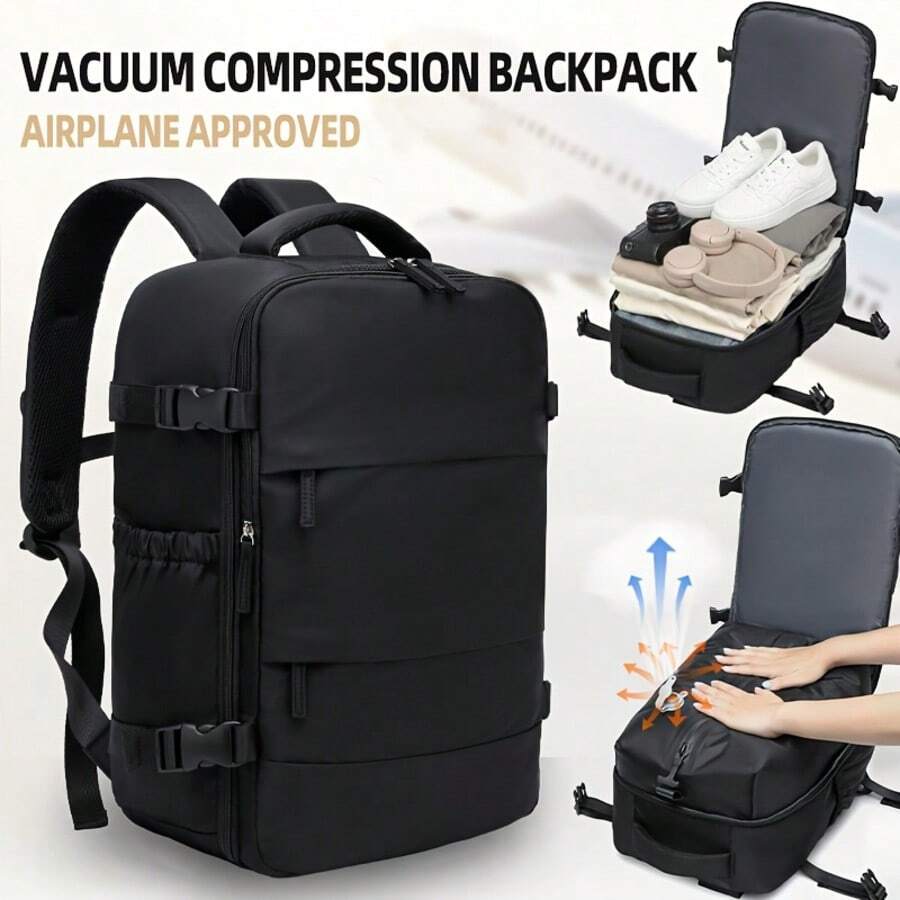 真空压缩背包男士大容量多功能背包户外旅行收纳袋真空商务旅行包 - 彩色 - 查看 1