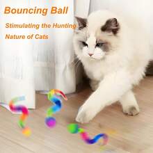 Đồ chơi tương tác phát sáng trong bóng tối cho mèo có bóng nảy và đuôi - Chất liệu silicon mềm mại, thiết kế sọc sống động, chơi trong nhà không dùng pin, phù hợp với mọi giống mèo, vui chơi ban đêm bền bỉ, đồ chơi cho mèo, thiết kế vui nhộn, tính năng phát sáng trong bóng tối - Nhiều màu - Xem 3