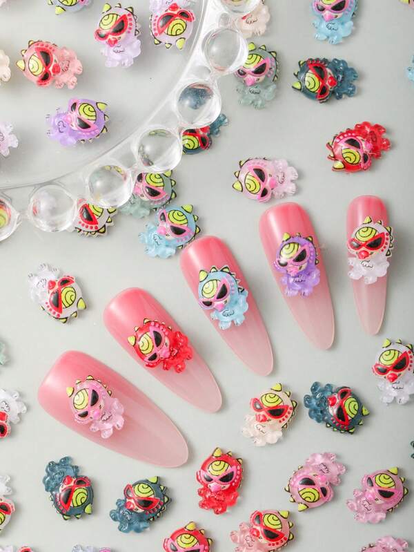 80Pcs 8-11mm Cute Mini Diy Kawaii Cartoon Resin Pacifier Doll Flat Back Scrapbook Woman Nail Art Charms Manicure Figurines Decorations Charms Wedding Accessories