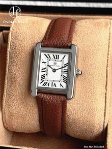 Pablo Raez 1 pieza Reloj de mujer vintage original, encantador color plateado, reloj de pulsera para mujer de marca superior, nuevo, joyería de lujo, accesorios de mujer de acero inoxidable, color plateado, no se mancha, reloj de vestir marrón, caja de acero inoxidable chapada en IPS, diseño de moda, resistente al agua 50m, pantalla de números romanos, reloj de cuarzo casual para niñas