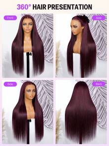 MEGALOOK 13x4蕾丝前直发假发,180%密度 - 100%真人发,预拔毛透明蕾丝假发,30英寸Remy真发,透气帽,紫色假发 - 全天舒适,蕾丝前假发,适合办公室、派对、Y2K美学、度假、户外活动、周日角色扮演、校园、学校假期、圣诞节、返校、婚礼、万圣节、节日、约会之夜等场合,女士魅力假发 - S99JB - 查看 7