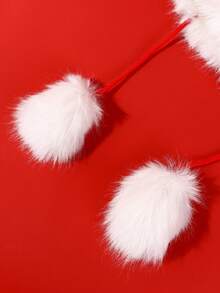 1pc Christmas Deer Horn Plush Santa Hat, Cute Fuzzy Earmuff Winter Warm Hat, Suitable For Autumn/Winter Christmas Holiday Wear