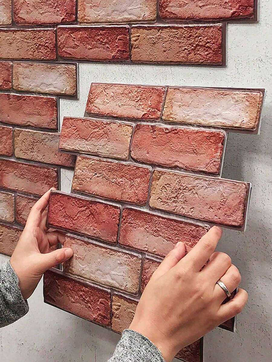 10/20 Pcs 3D Brick Pattern Creative Three-Dimensional Wall Stickers Self-Adhesive Wallpaper Easy To Peel And Stick Can Be Cut Wall Art Murals For DIY Kitchen Bathroom Office Living Room Home Wall Decor