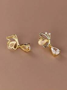 BALMORA 2 PCS S925 Sterling Silver Sweet Elegant Hollow Butterfly Water Droplet Zirconia Pendant Earrings For Women Valentine Day Gifts Daily Party Accessories